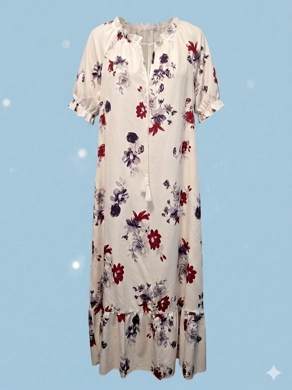Ivory Floral Tassel Maxi Dress - Washed, Never Worn